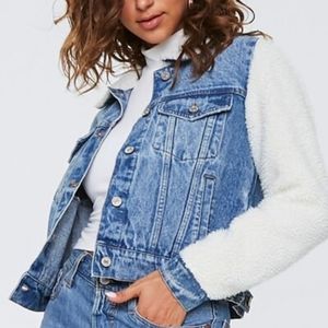 Fleece-Trim Denim Jacket